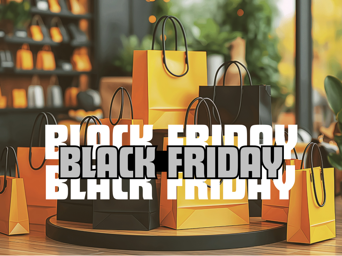 Black Friday 2025 handbag sale at Atriton Shop with shopping bags and holiday discounts