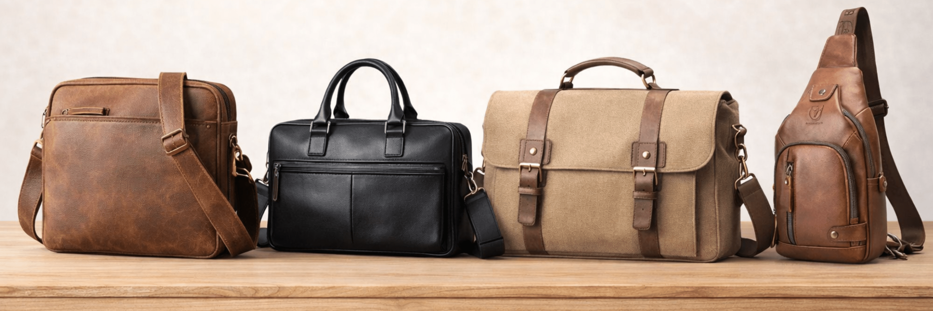 Men's leather bags including briefcases and backpacks