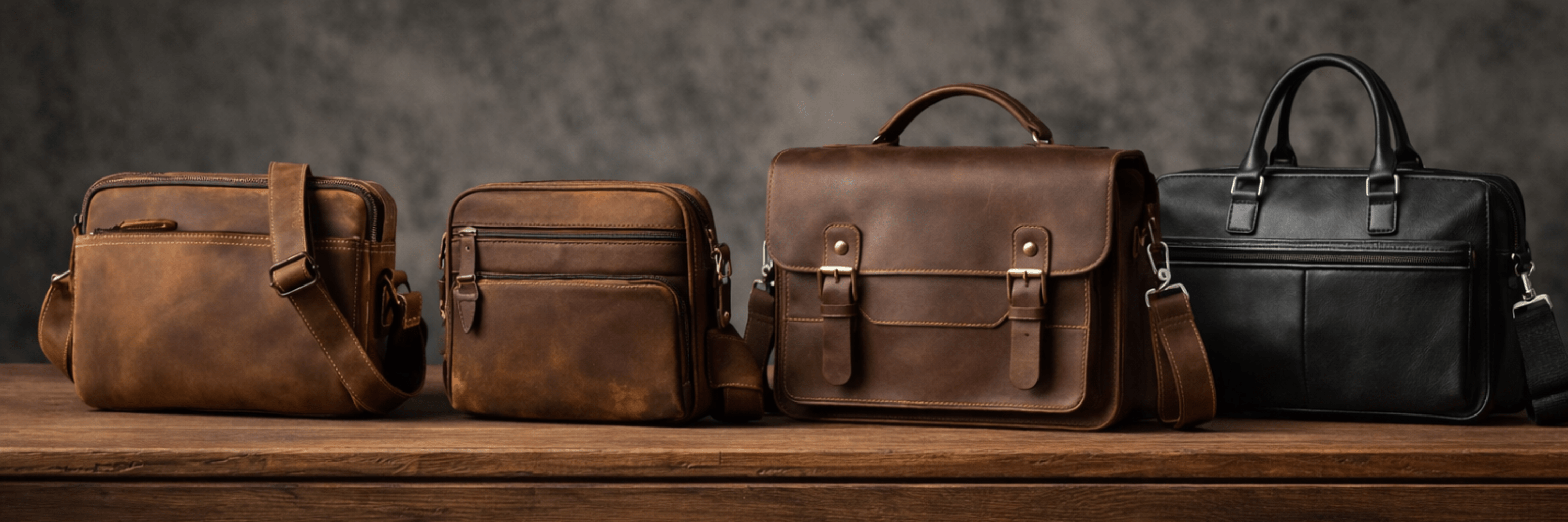 Men’s leather briefcases and laptop bags for work and business travel