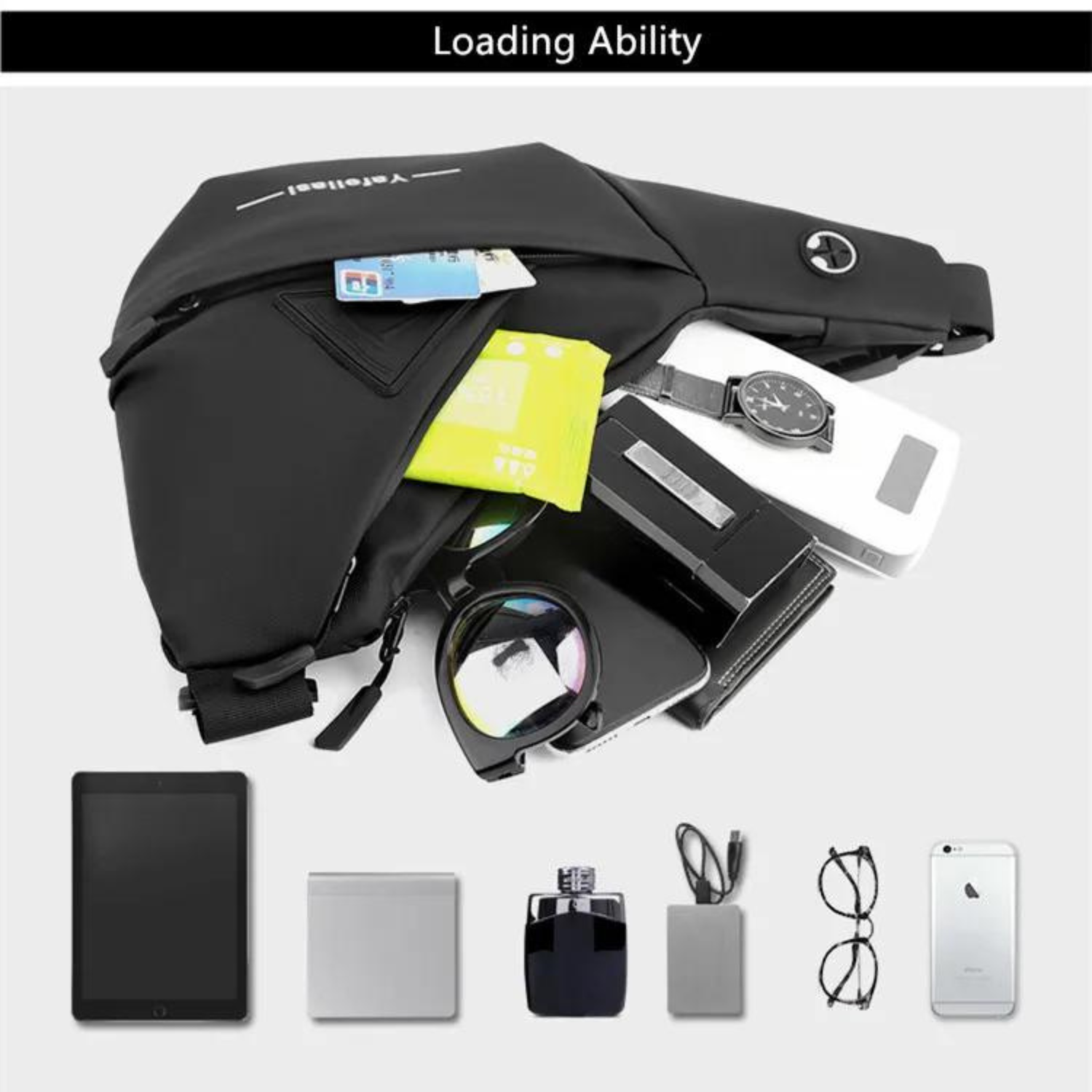 Ergonomische Sling-Umhängetasche mit Diebstahlschutz