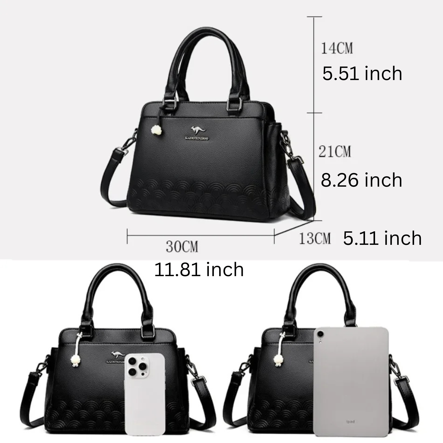 Luxuriöse Umhängetasche aus weichem Leder – Schulterhandtasche mit großem Fassungsvermögen