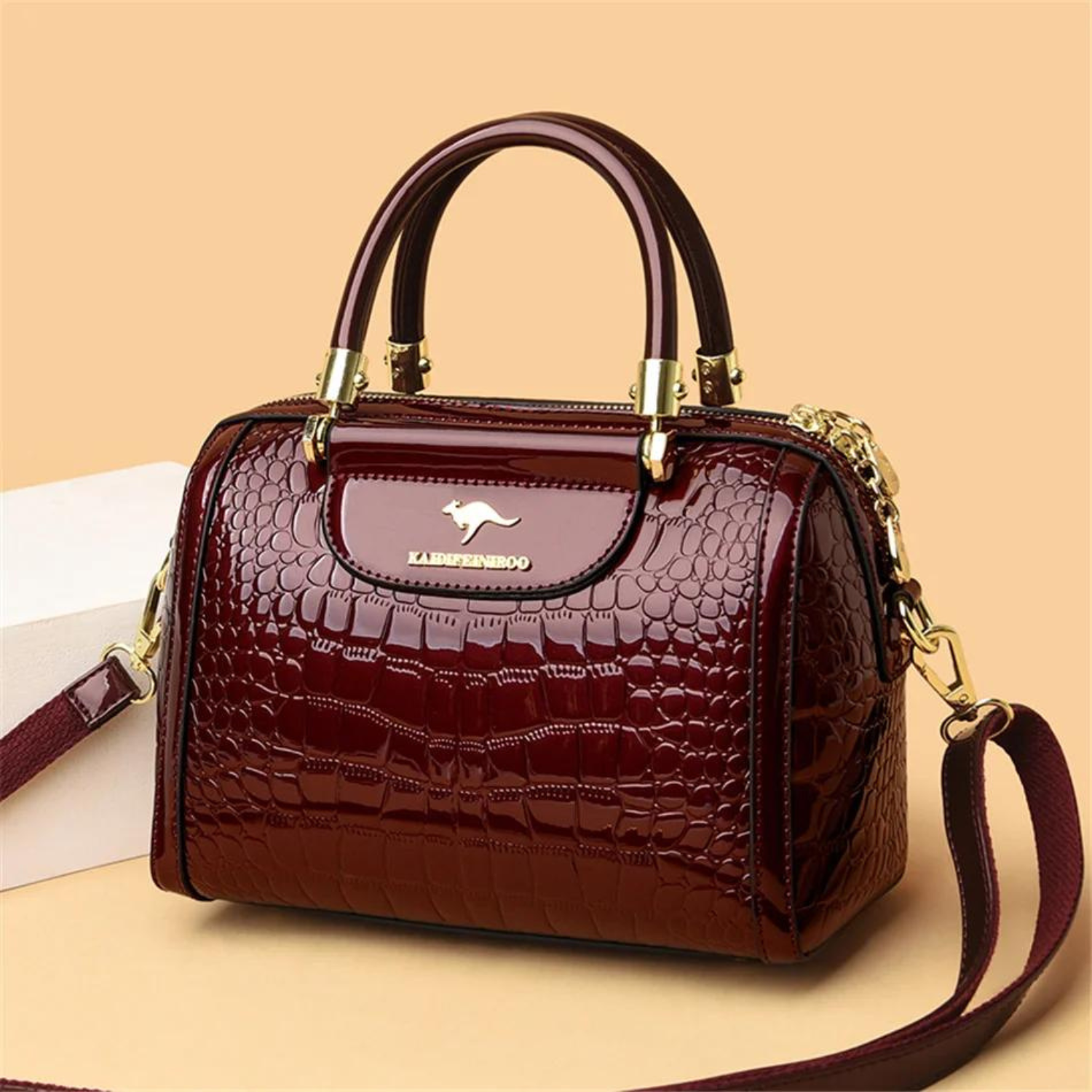 Vintage Luxe Handtasche mit Krokoprägung