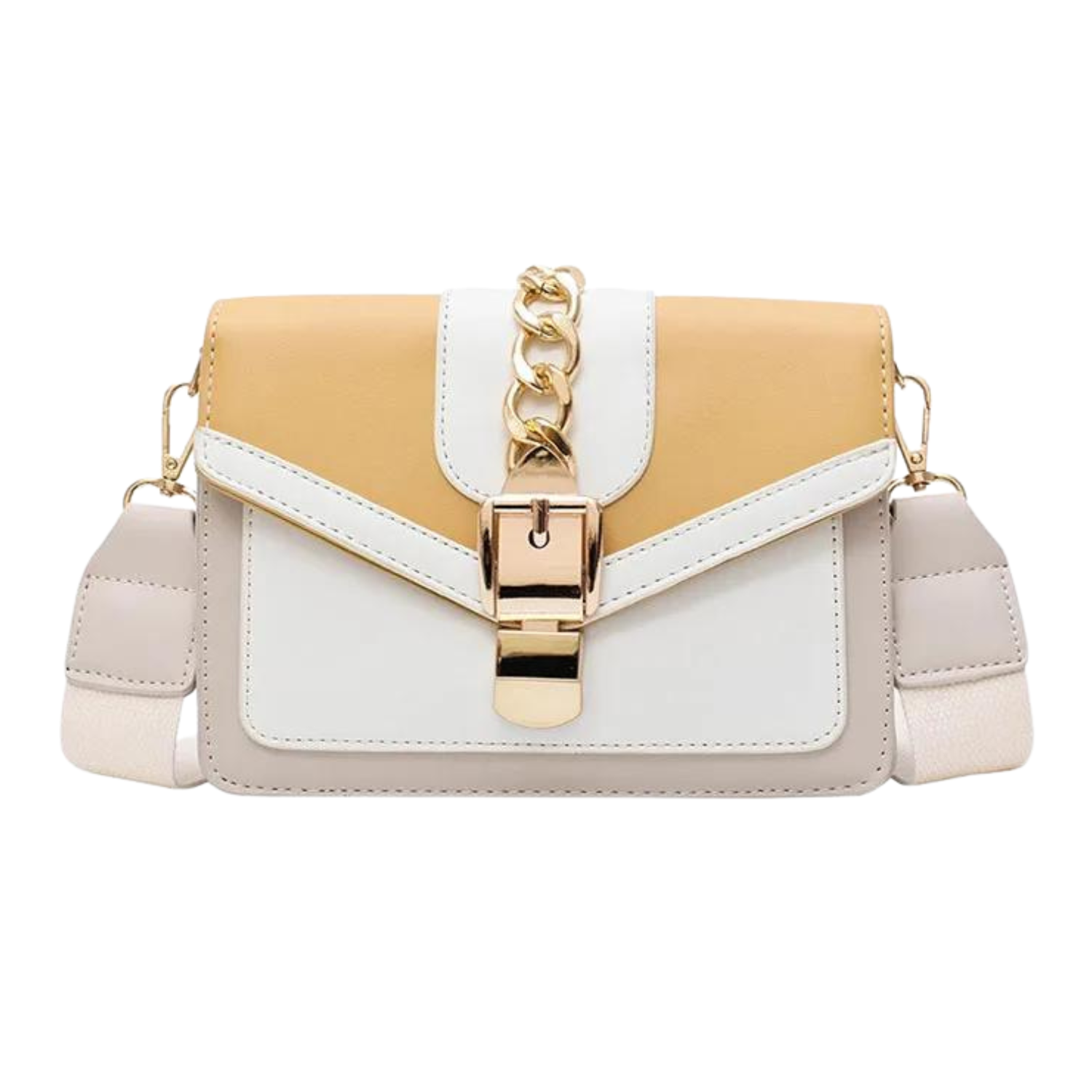 Contemporary Two-Tone Chain Crossbody Bag