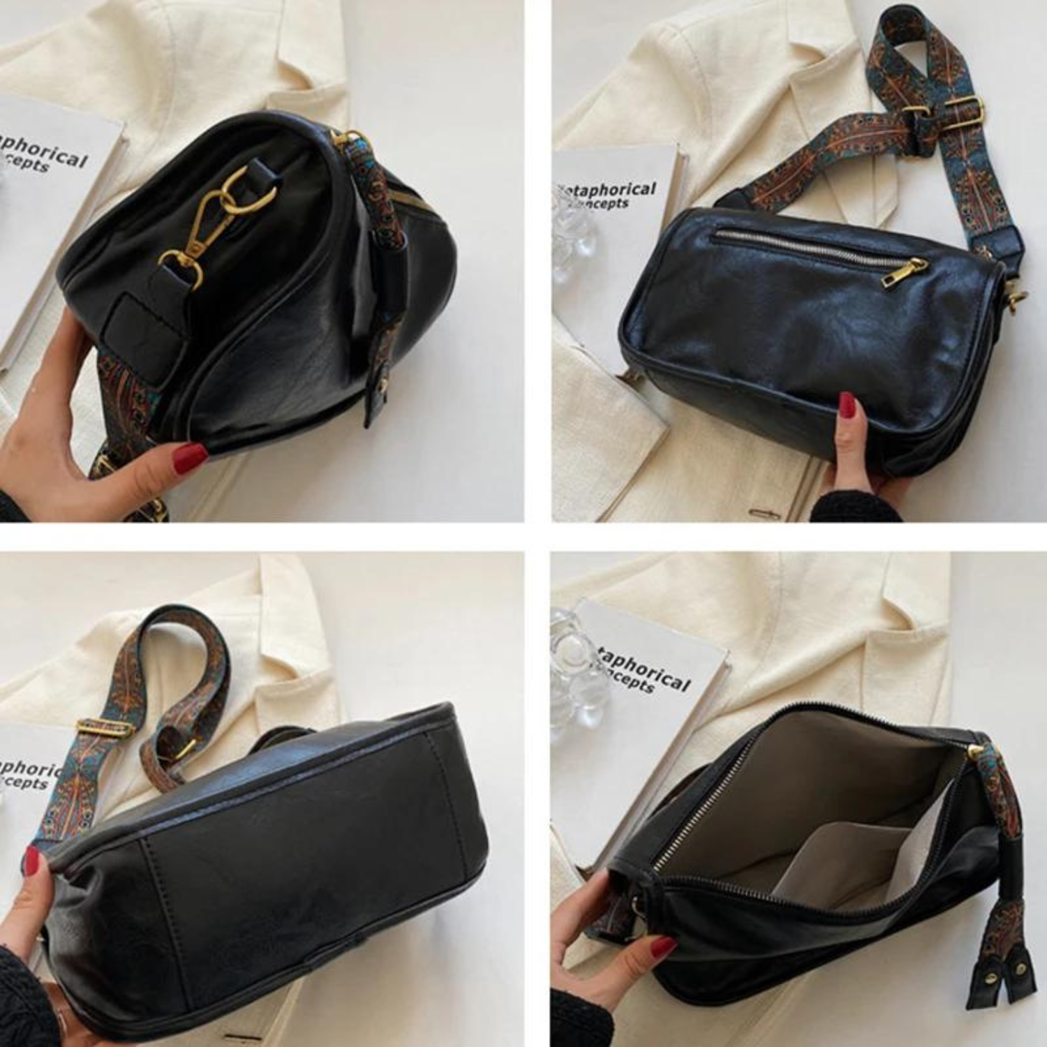 Retro-Chic PU-Leder-Kissen-Umhängetasche