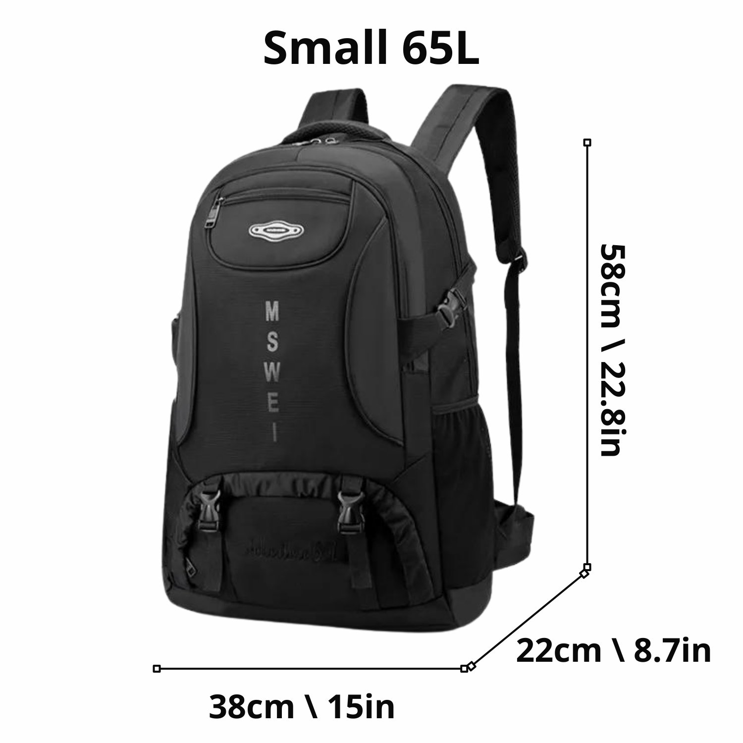 AdventureMax All-Terrain 65L Rucksack – Wasserdicht, Mehrere Taschen