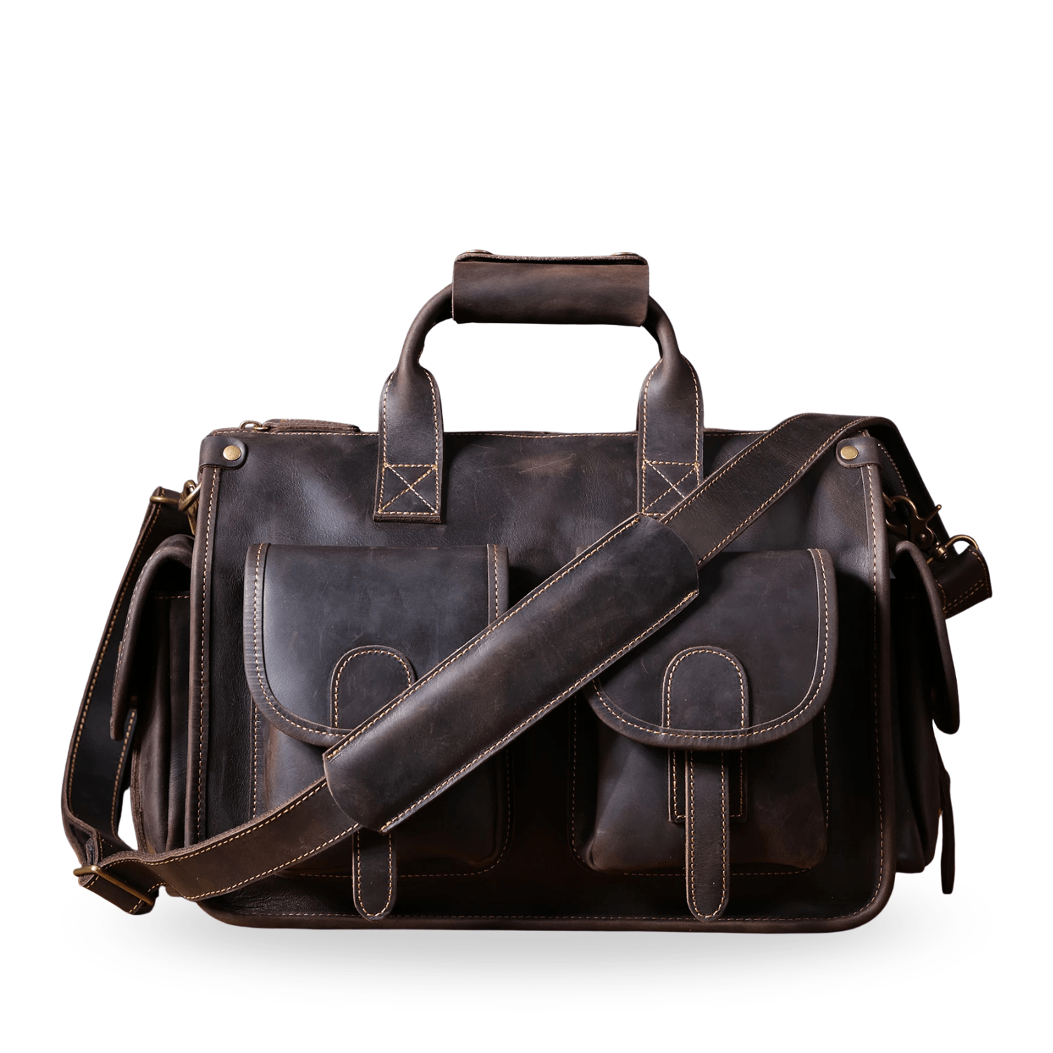 Walker Vintage Leather Briefcase – Cowhide Messenger Bag