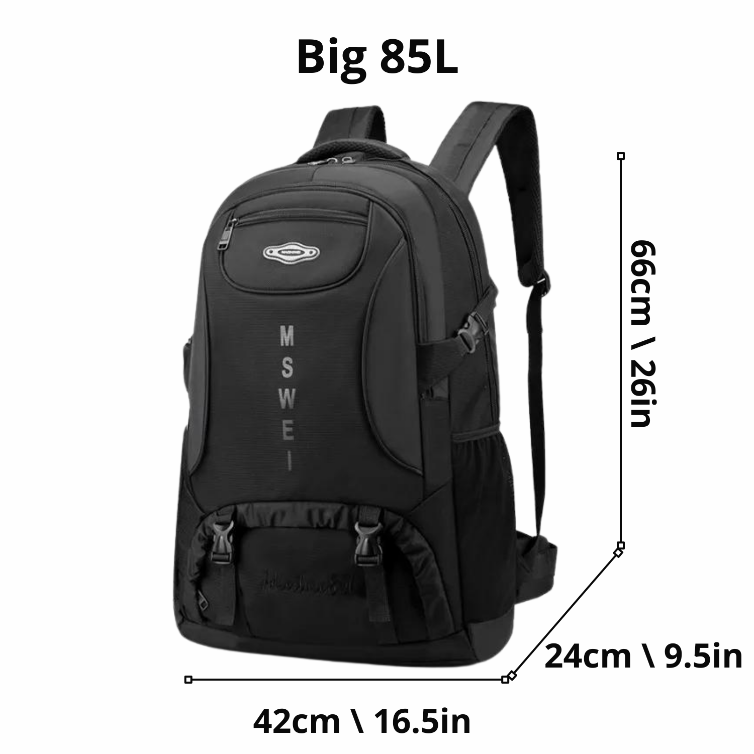 AdventureMax All-Terrain 65L Rucksack – Wasserdicht, Mehrere Taschen