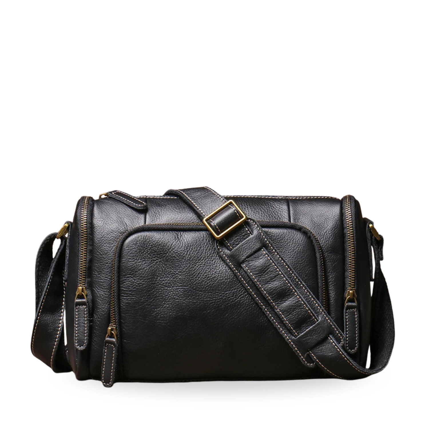 Vintage Genuine Leather Multi-Compartment Crossbody Messenger Bag