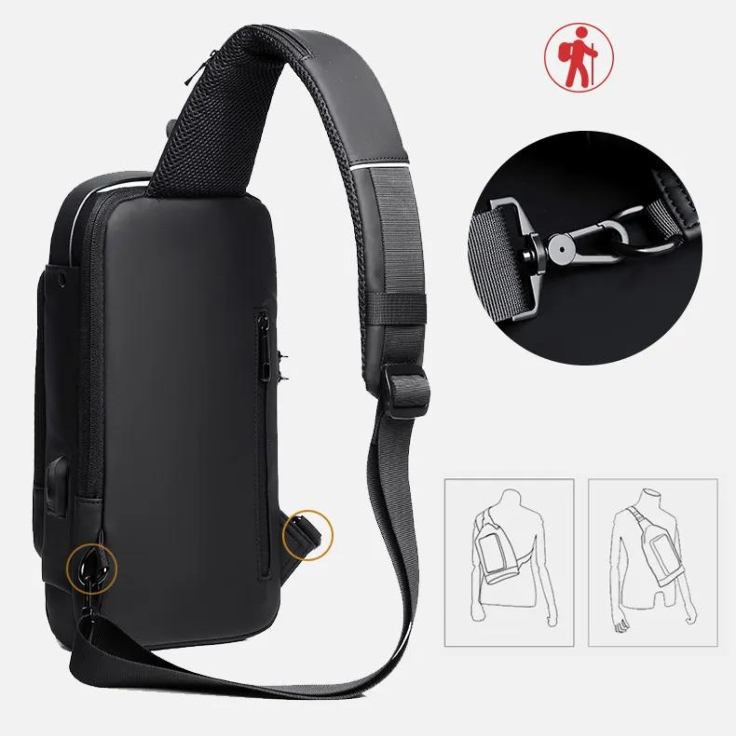 Diebstahlsichere Umhängetasche mit USB-Ladefunktion
