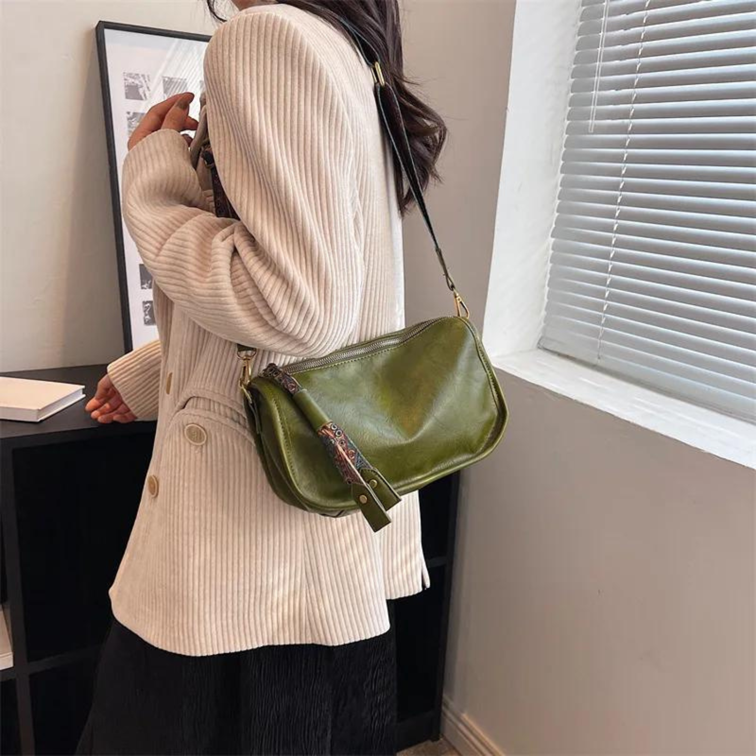 Retro-Chic PU-Leder-Kissen-Umhängetasche