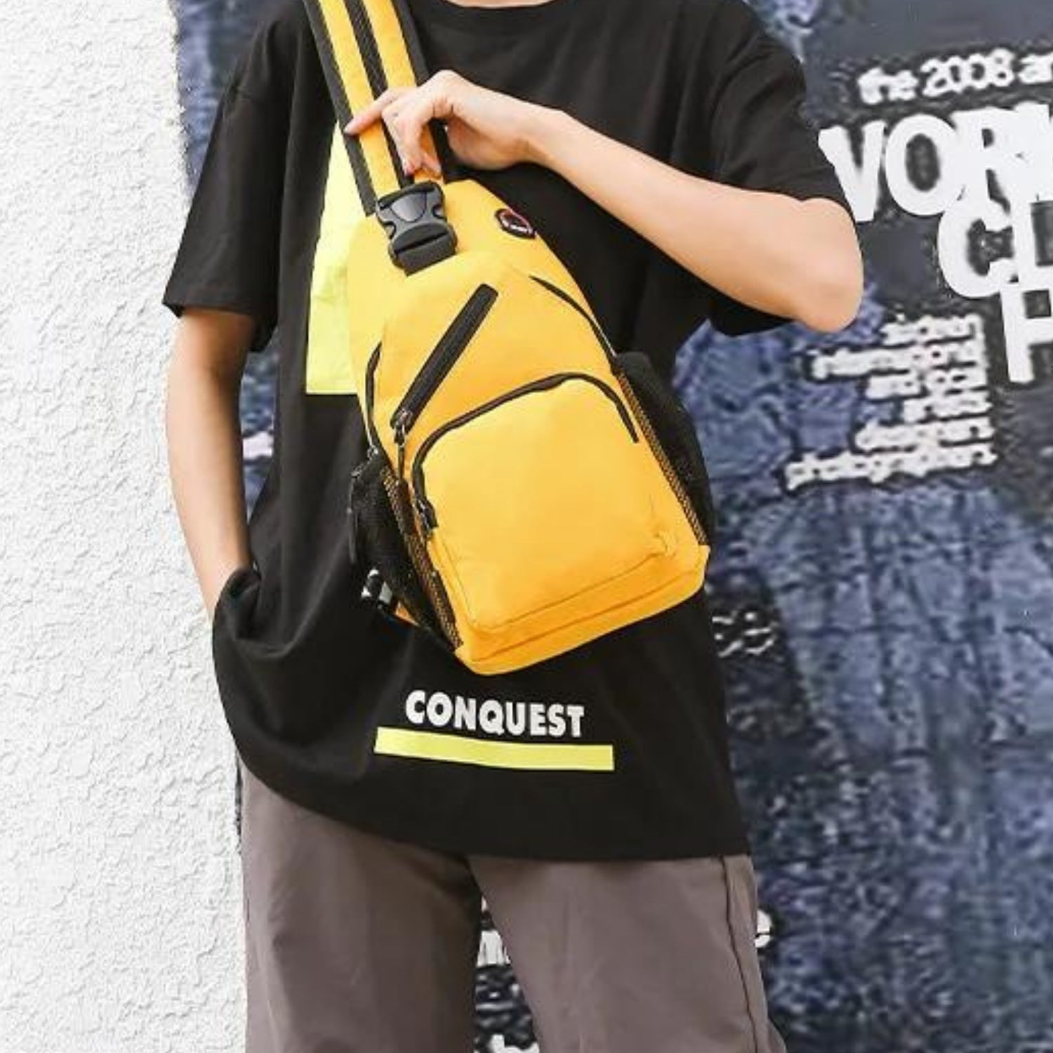 Sportliche Crossbody-Slingtasche in leuchtendem Gelb