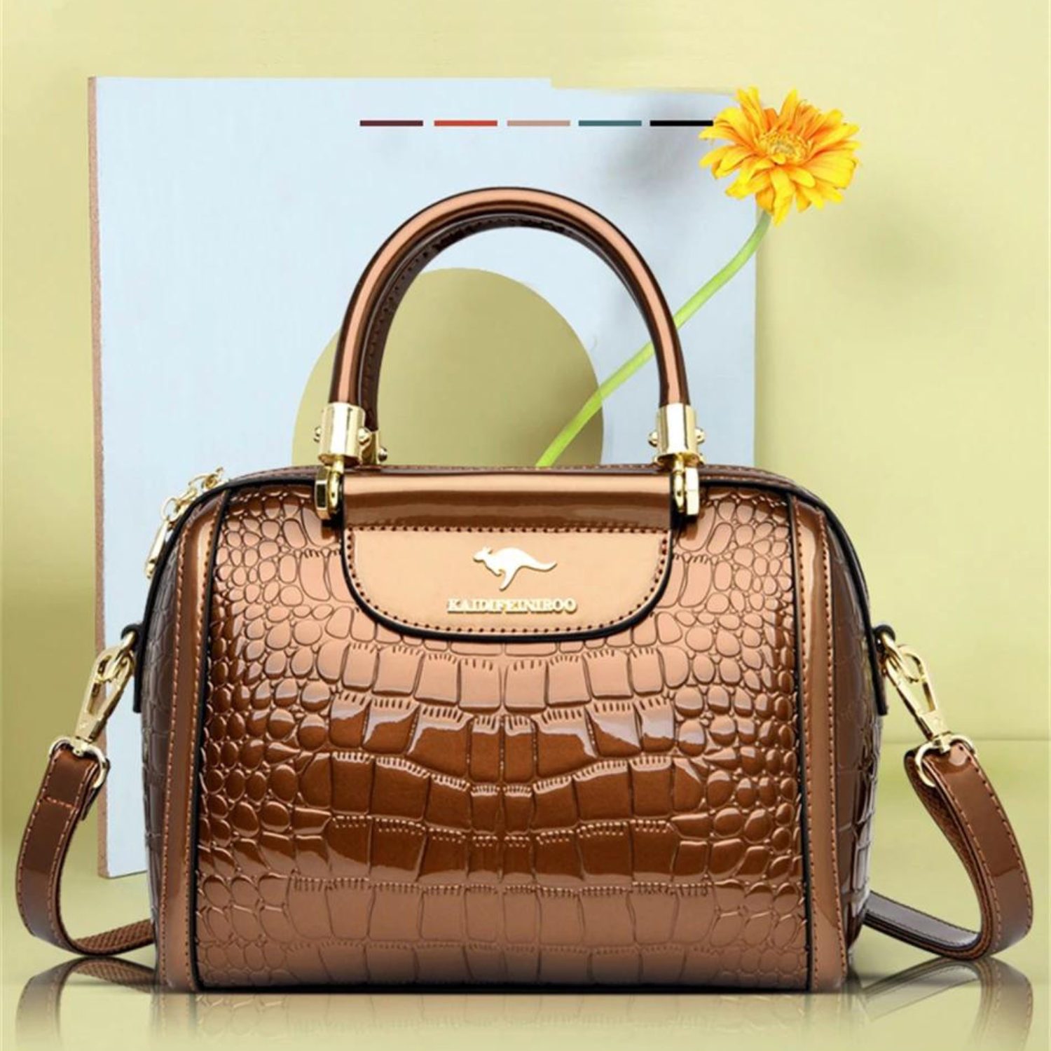 Vintage Luxe Handtasche mit Krokoprägung