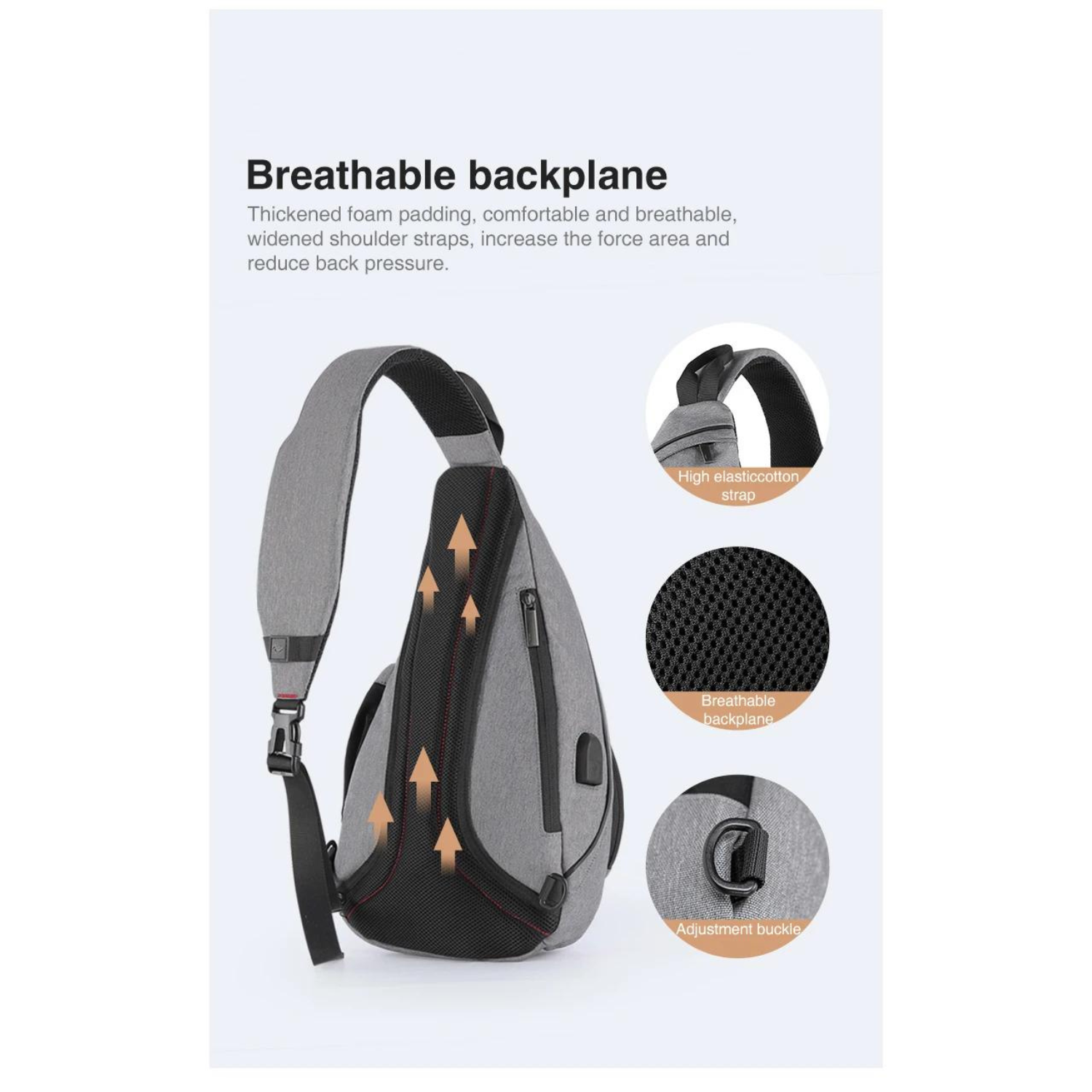 Technisch versierter Sling-Rucksack mit USB-Anschluss
