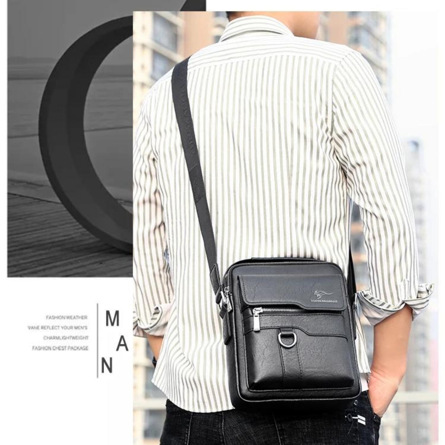 Vintage Leder Sling Bag für Herren – Vielseitige Crossbody Messenger