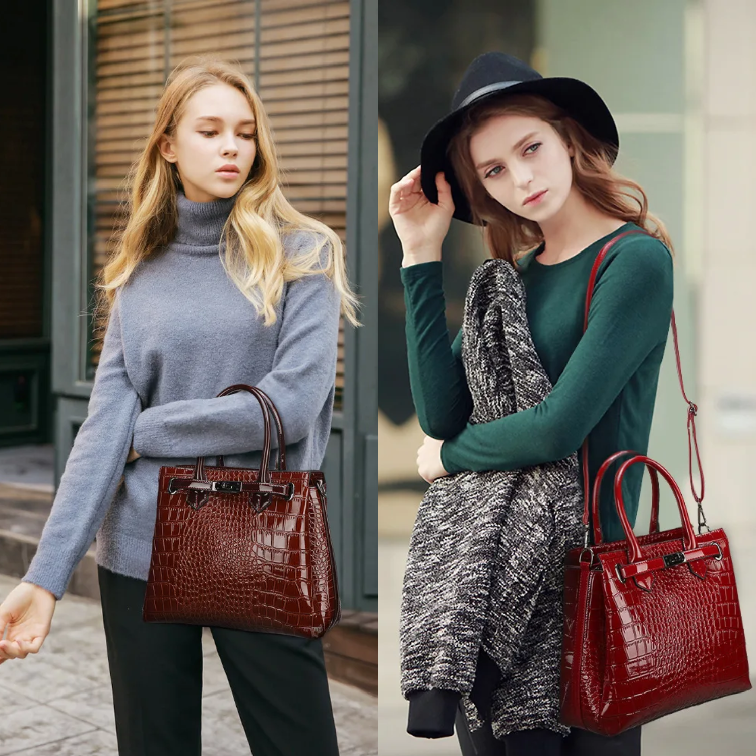 Luxuriöse Handtasche aus Leder mit Krokodilmuster – modische Damen-Umhängetasche