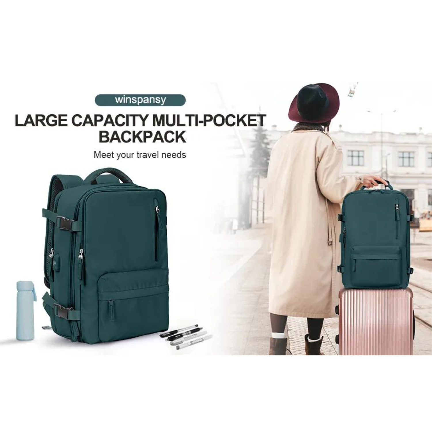 Flugtauglicher Reiserucksack – 35 l Handgepäck-Wochenendrucksack, wasserdicht