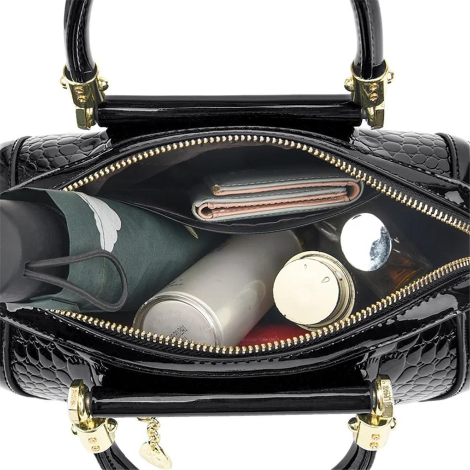 Vintage Luxe Handtasche mit Krokoprägung