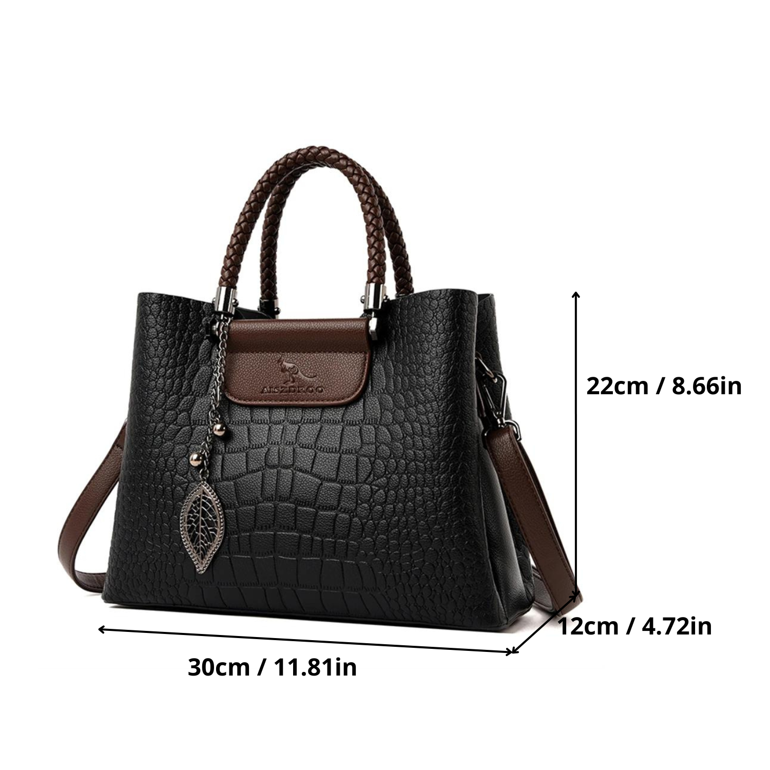 Emerald Allure – Dreilagige Tragetasche mit Alligator-Textur