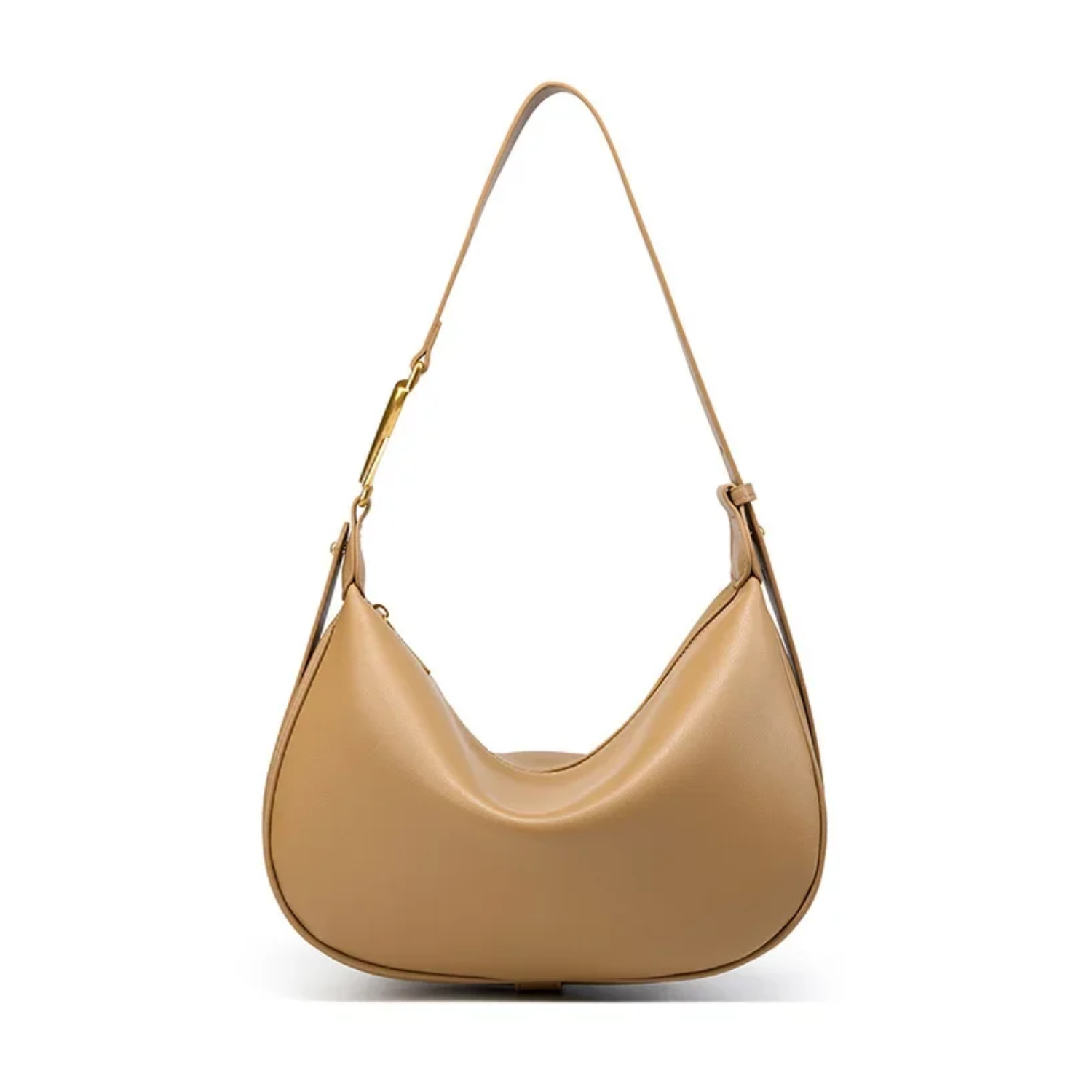 Genuine Leather Crescent Shoulder Bag – Soft Cowhide Hobo Handbag