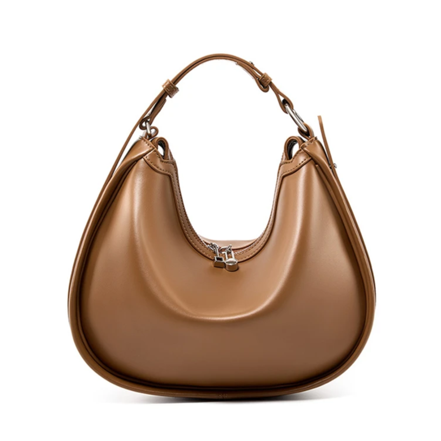 Brown handbag on a white background