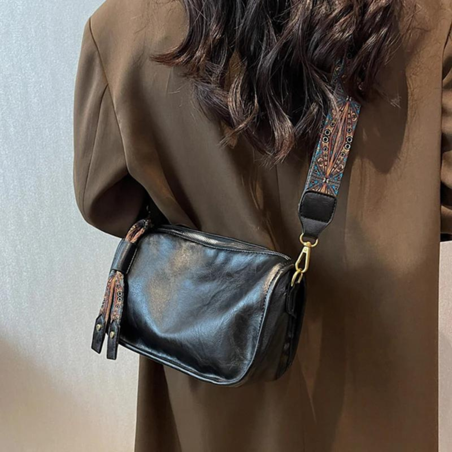 Retro-Chic PU-Leder-Kissen-Umhängetasche