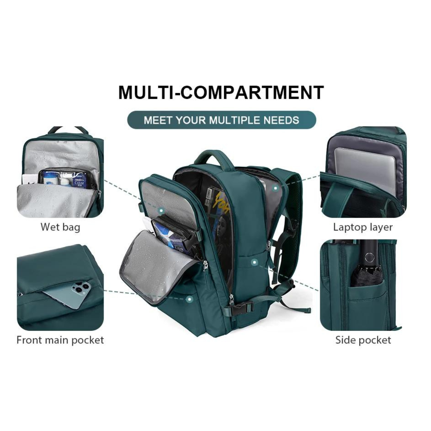 Flugtauglicher Reiserucksack – 35 l Handgepäck-Wochenendrucksack, wasserdicht