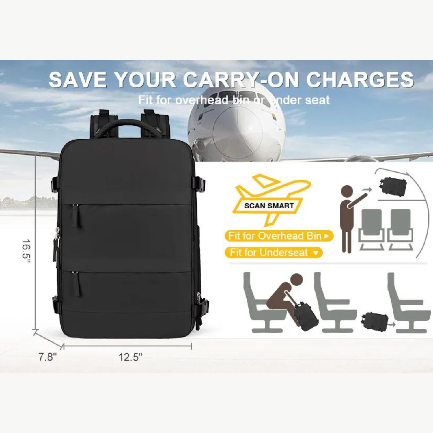 Von Fluggesellschaften zugelassener Wanderrucksack – Wasserdichter Laptop-Reiserucksack