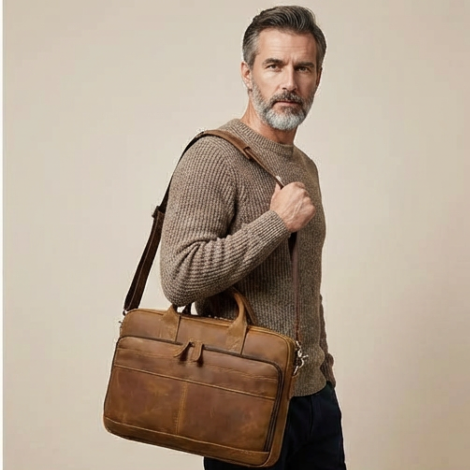 Classic Leather Laptop Briefcase - Professional and Versatile