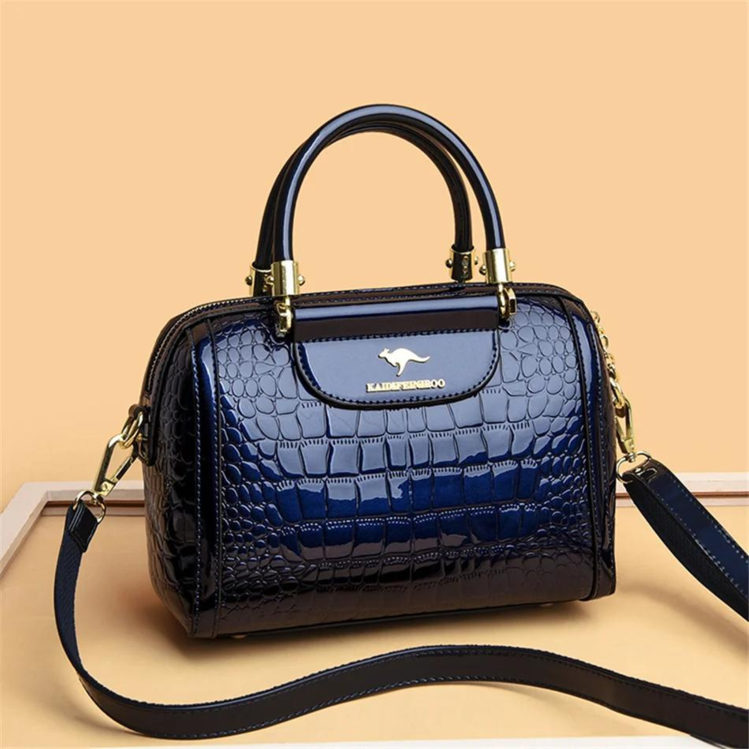 Vintage Luxe Handtasche mit Krokoprägung