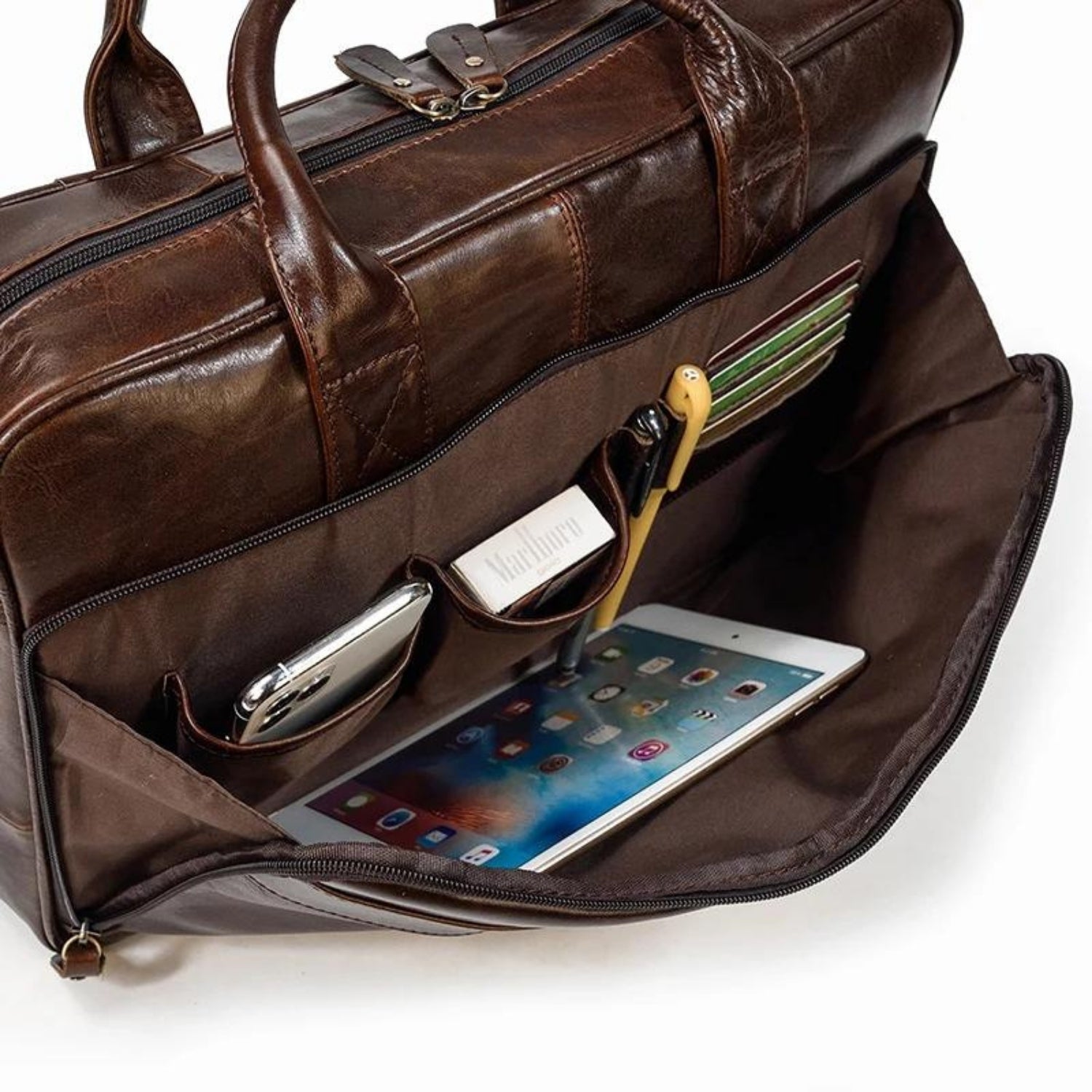Klassische Laptop-Aktentasche aus Leder – professionell und vielseitig