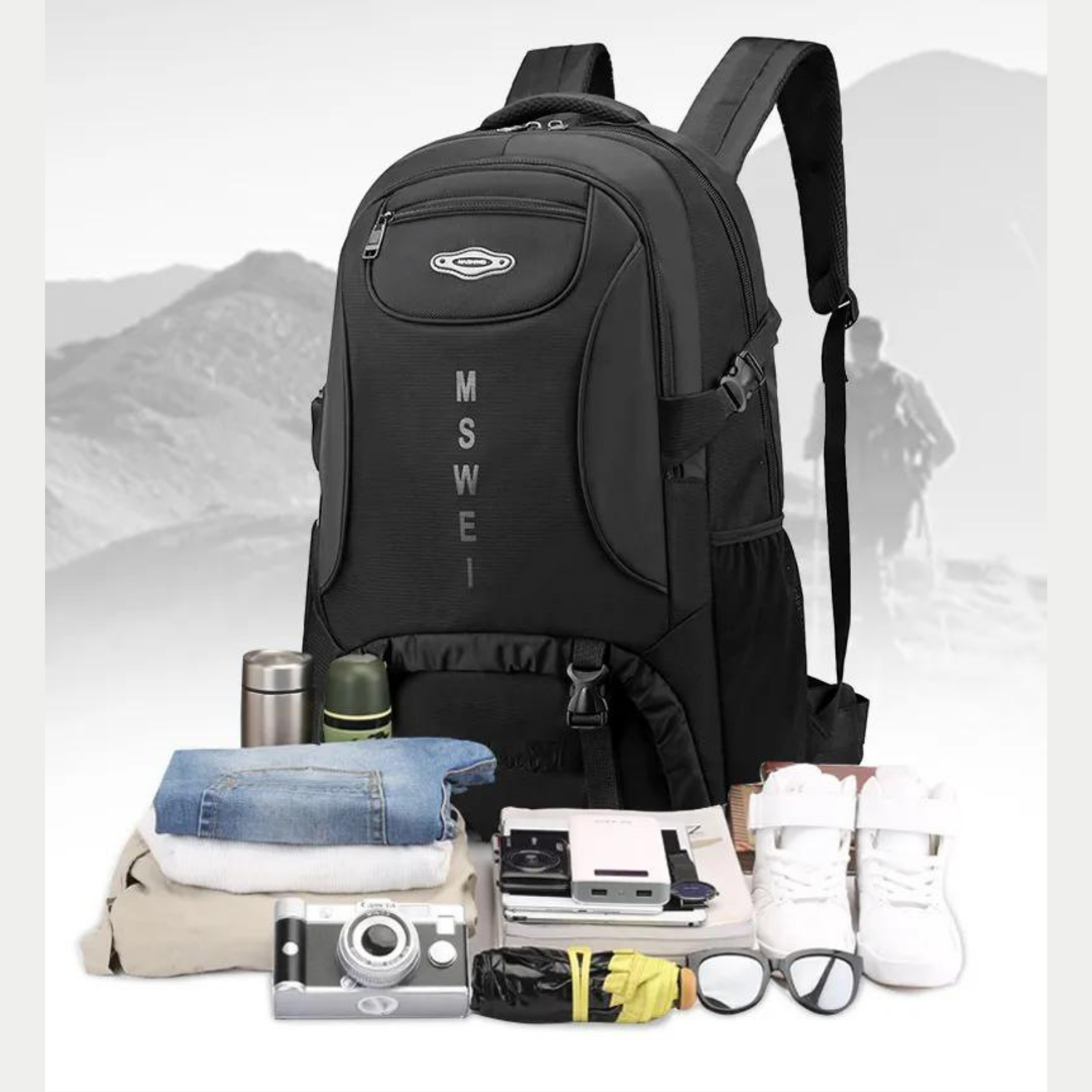AdventureMax All-Terrain 65L Rucksack – Wasserdicht, Mehrere Taschen