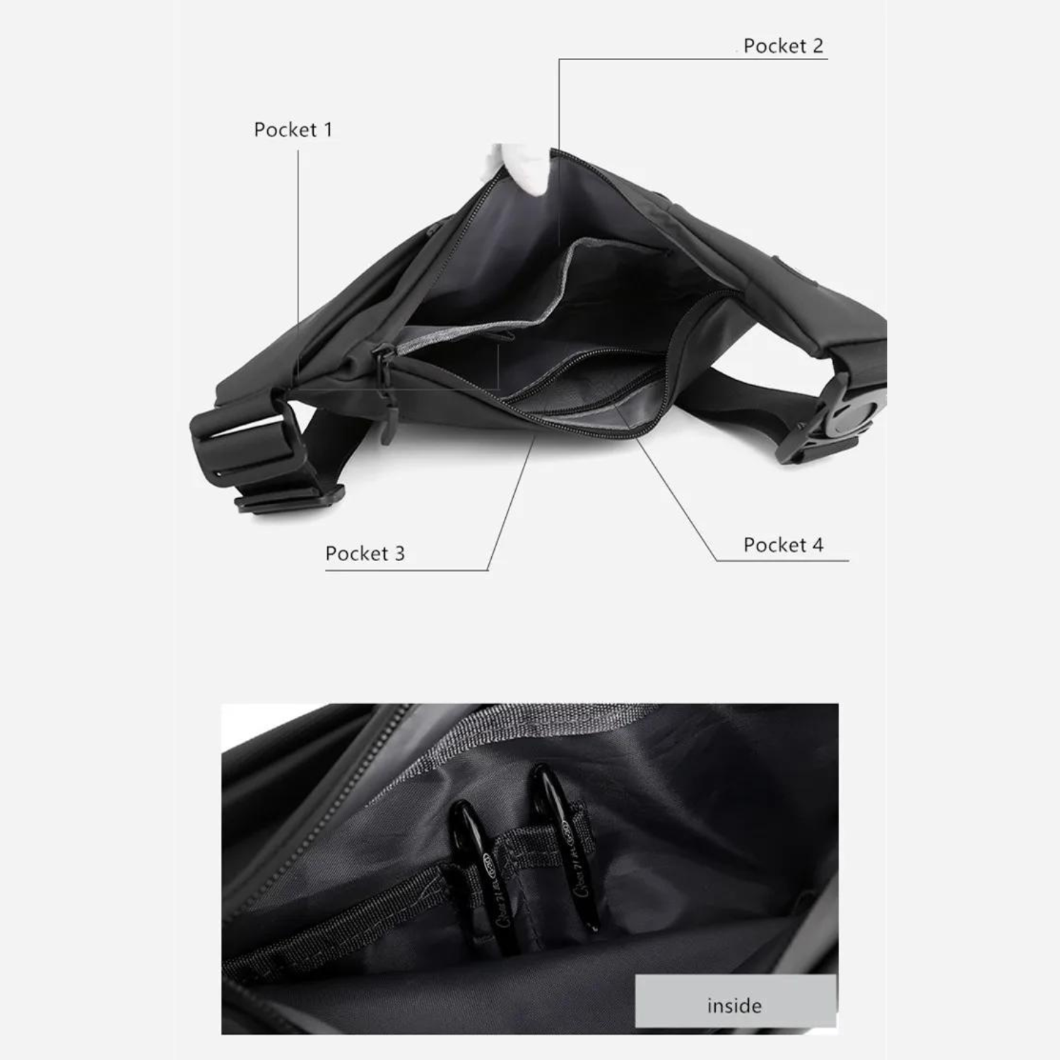 Ergonomische Sling-Umhängetasche mit Diebstahlschutz