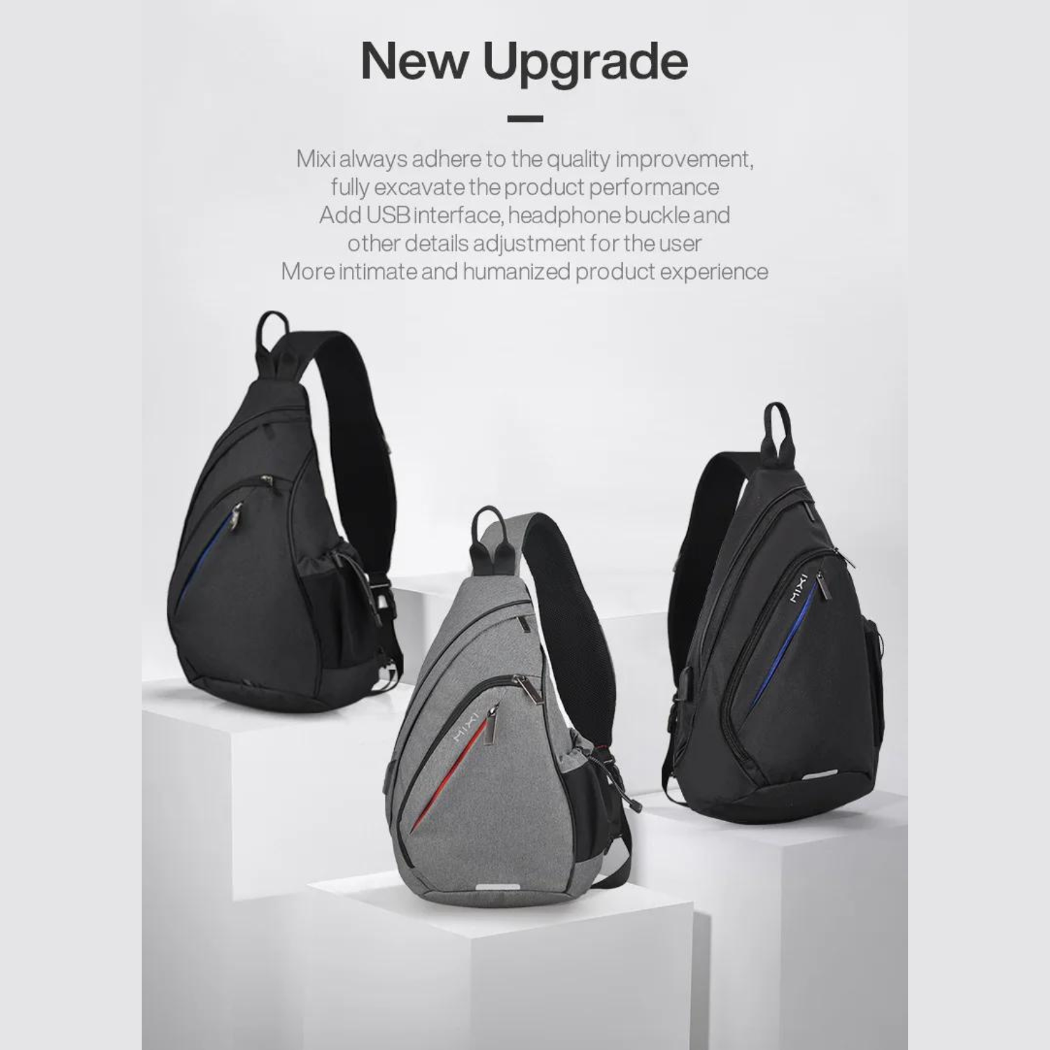 Technisch versierter Sling-Rucksack mit USB-Anschluss