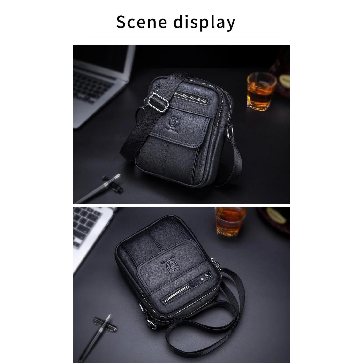 Rugged Brown Leather Utility Shoulder Bag