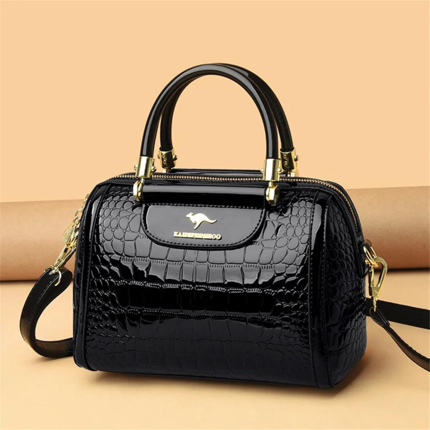 Vintage Luxe Handtasche mit Krokoprägung