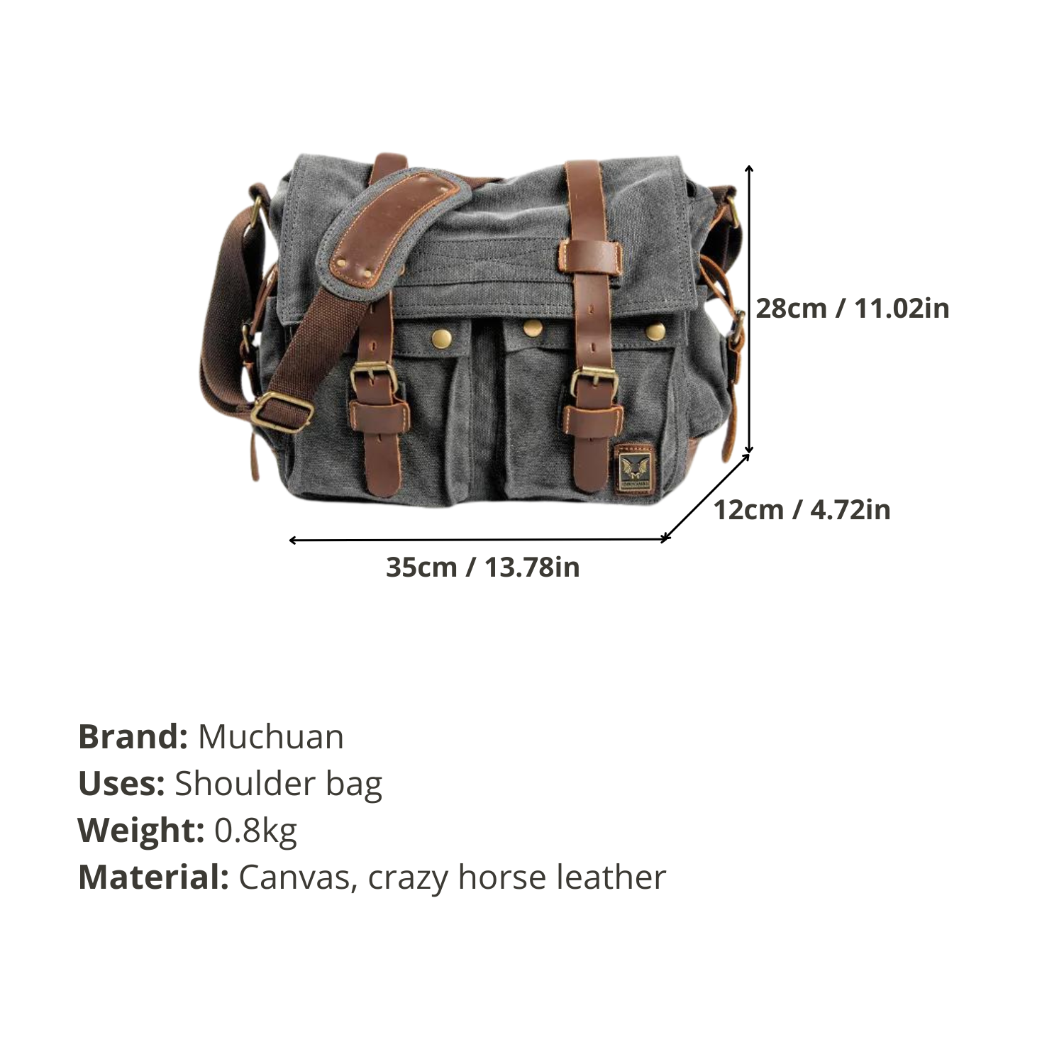 Vintage Canvas Leder Messenger Bag