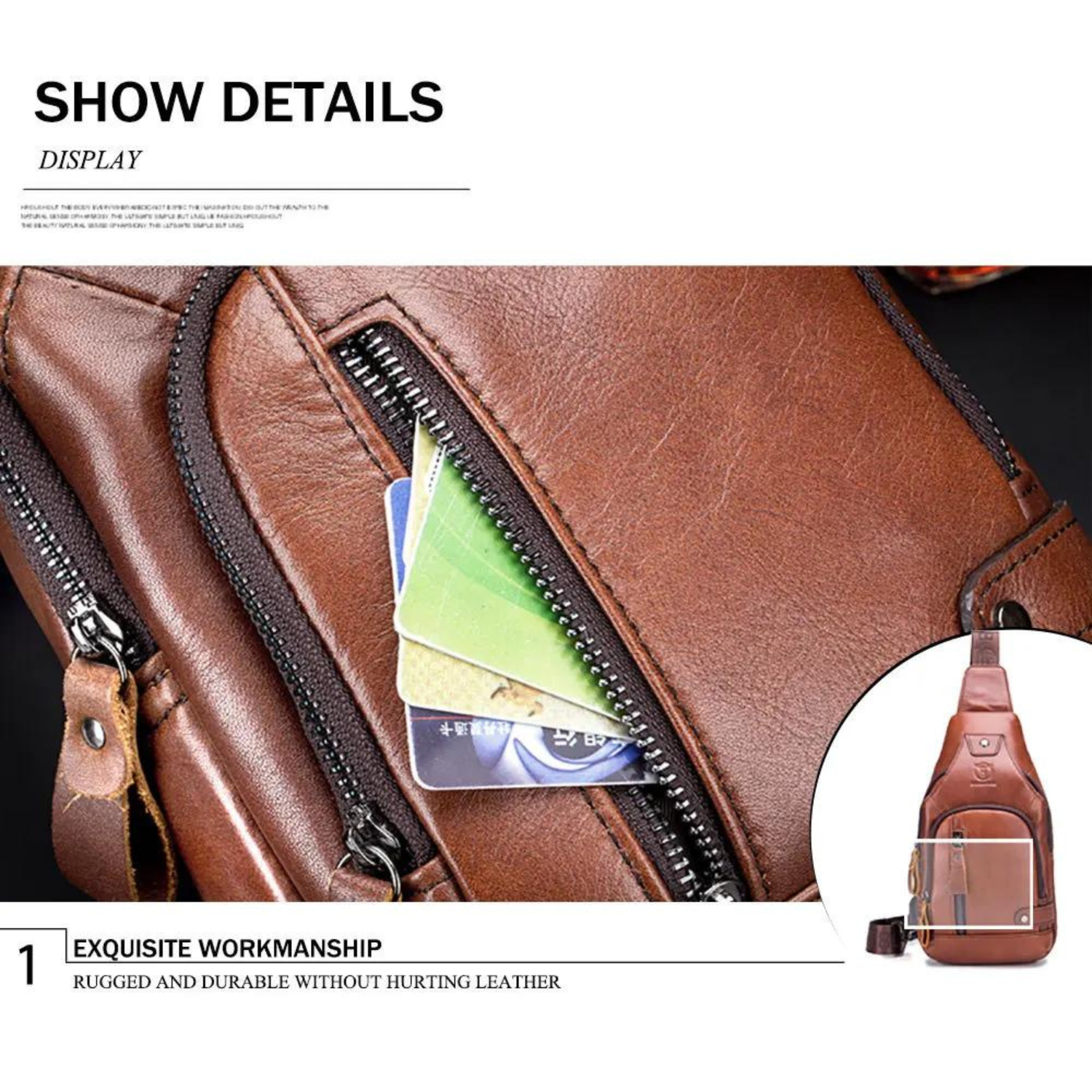 Rustikale Brusttasche aus Rindsleder mit USB-Ladefunktion