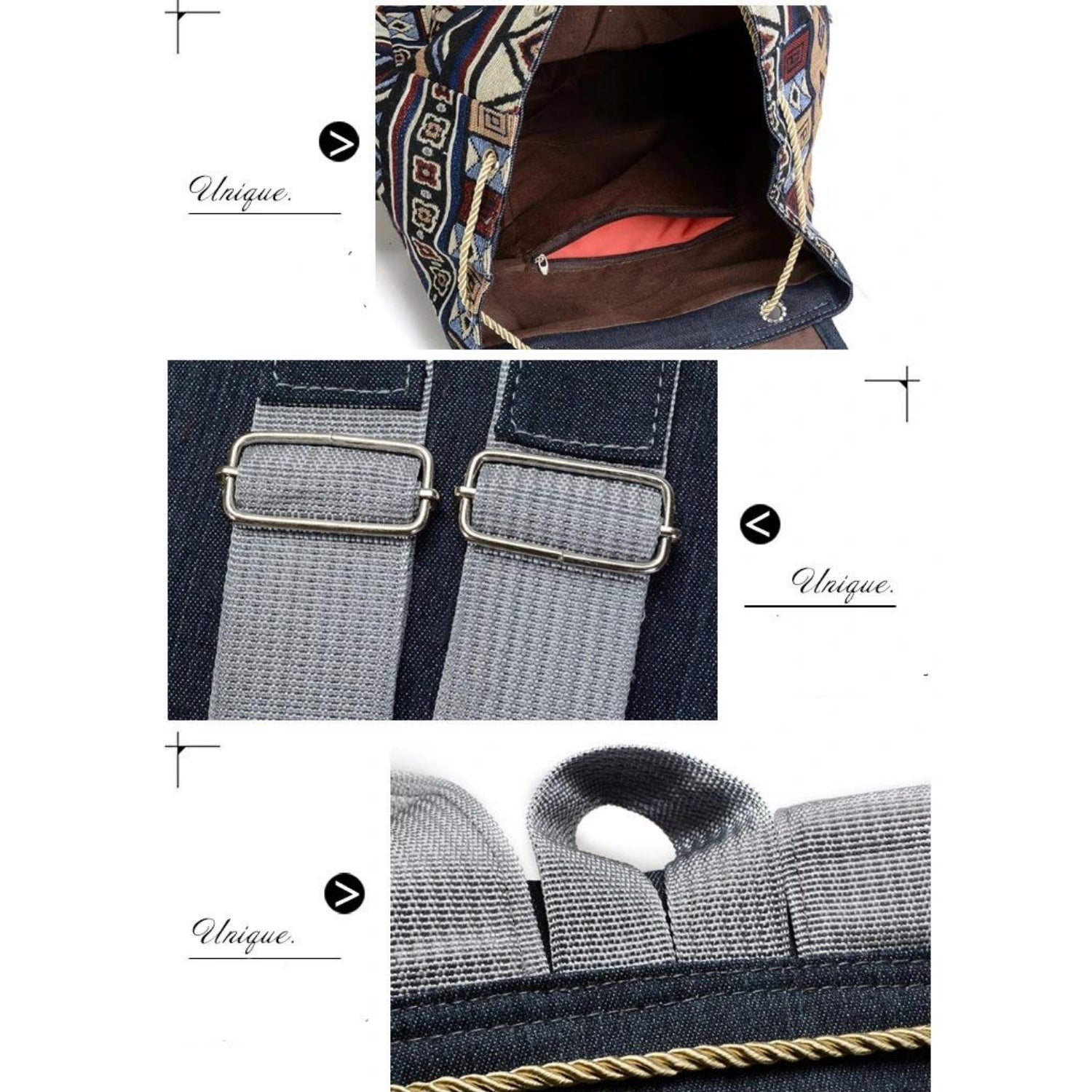 Bohemian Aztec-inspirierter Canvas-Rucksack