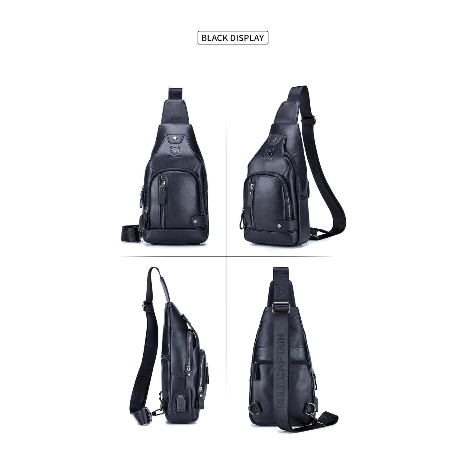 Rustikale Brusttasche aus Rindsleder mit USB-Ladefunktion
