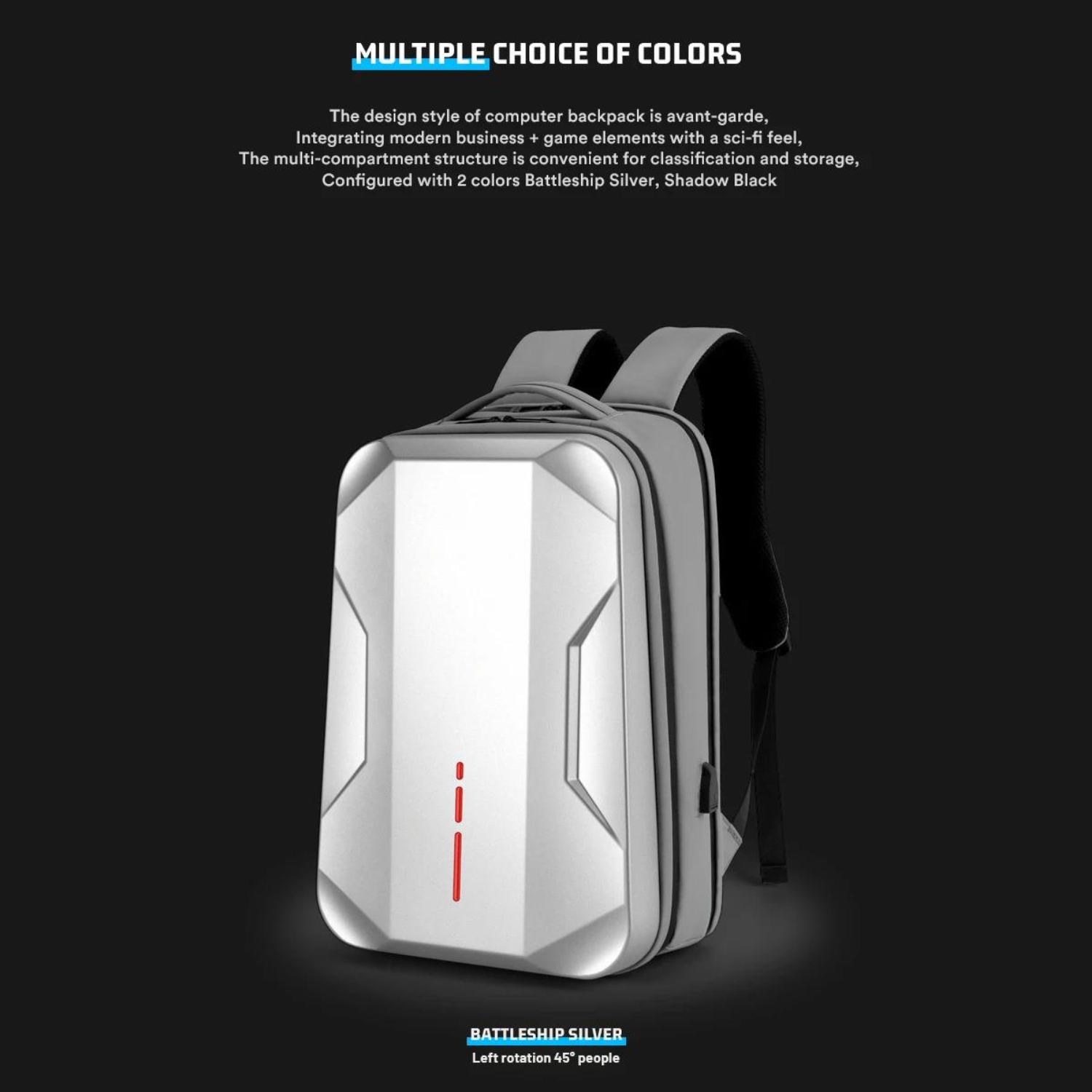 Moderner 17,3-Zoll-Hartschalen-Laptop-Rucksack für Business und eSport