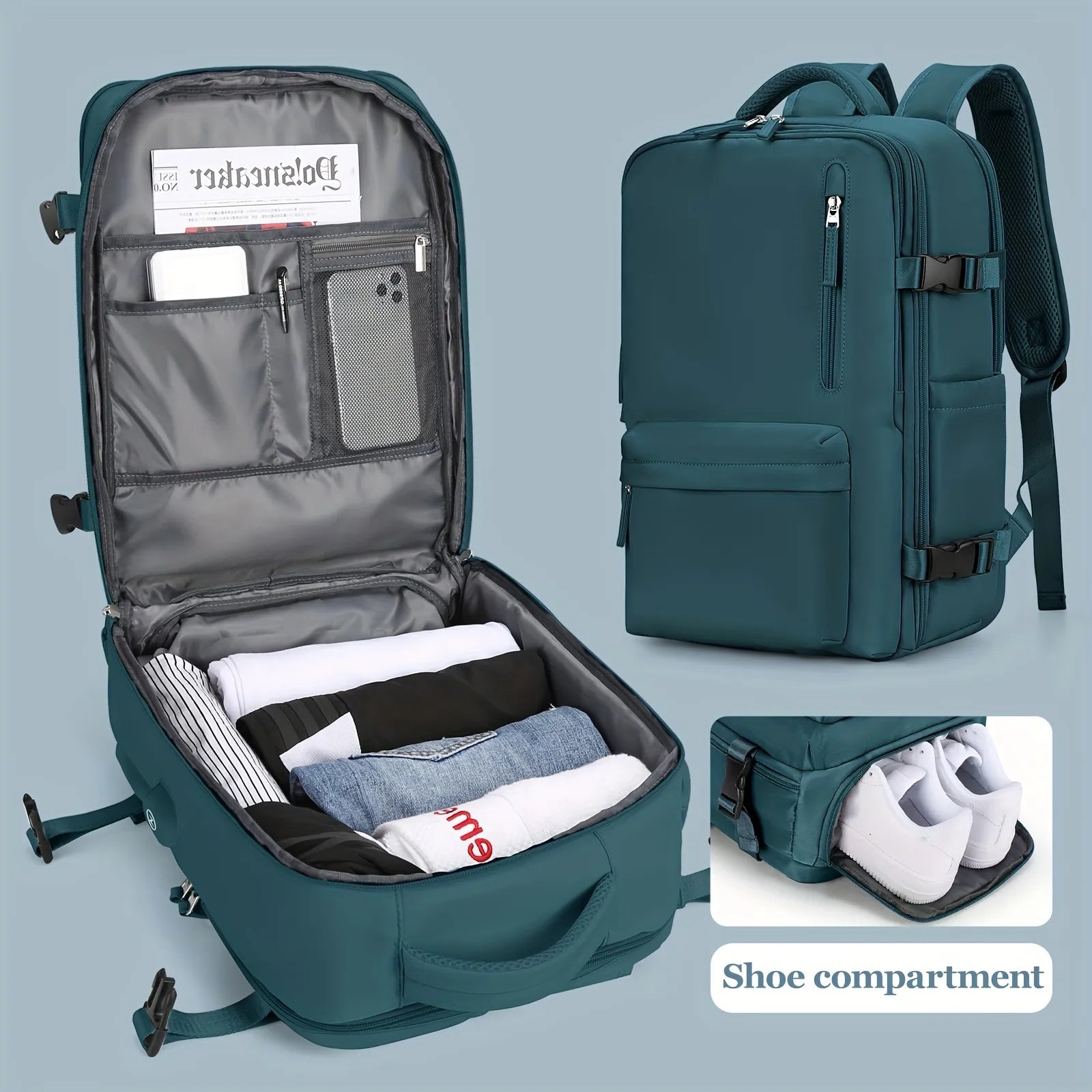 Flugtauglicher Reiserucksack – 35 l Handgepäck-Wochenendrucksack, wasserdicht