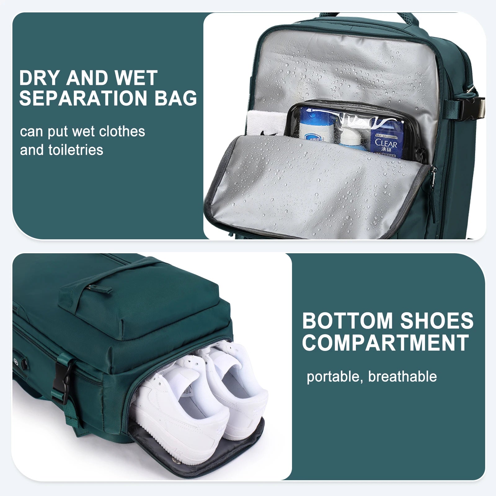 Flugtauglicher Reiserucksack – 35 l Handgepäck-Wochenendrucksack, wasserdicht