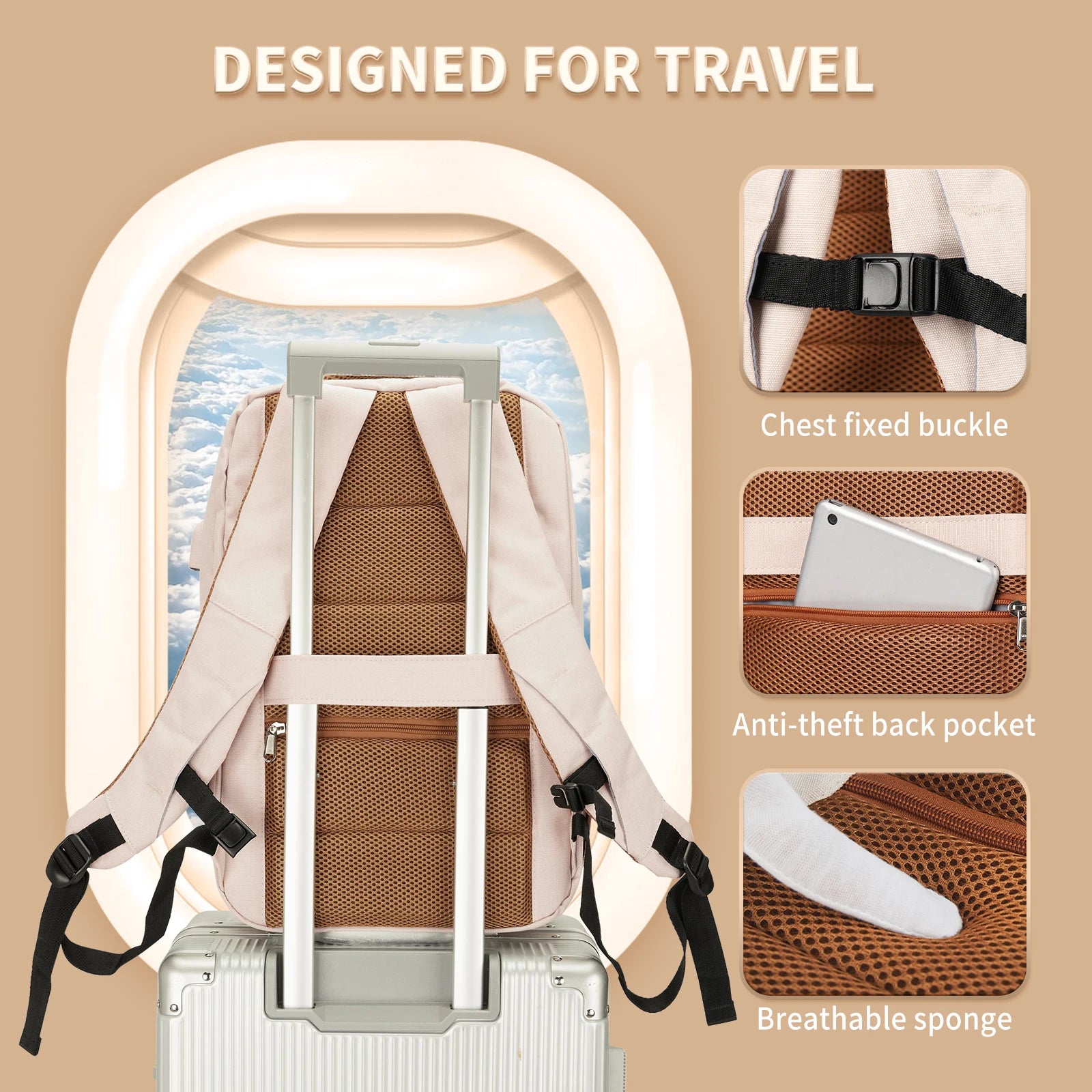 Reisetauglicher Laptop-Rucksack – Von Fluggesellschaften zugelassenes Design