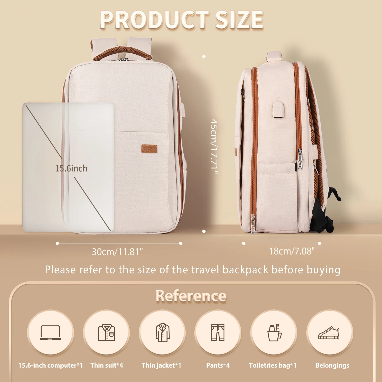 Reisetauglicher Laptop-Rucksack – Von Fluggesellschaften zugelassenes Design