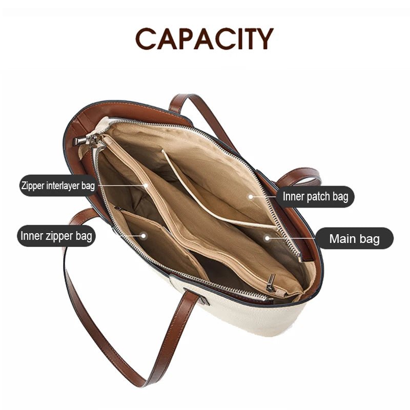 Bag with labeled compartments showing its capacity on a white background