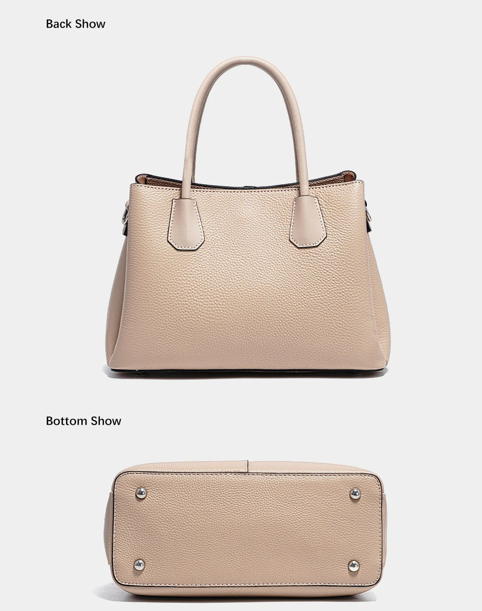 Genuine Leather Top-Handle Tote Bag for Women