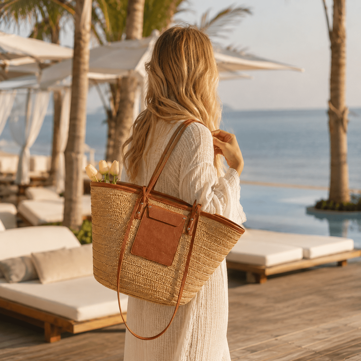 California Coast Tote – Elegant Woven Shoulder Bag