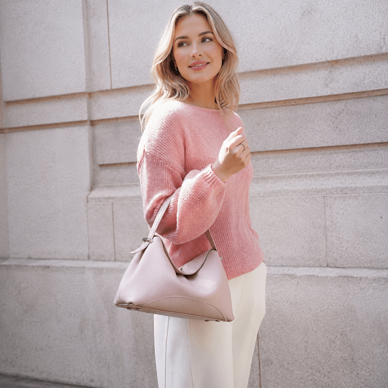 Arlette Genuine Leather Hobo Shoulder Bag – Minimalist Soft Tote