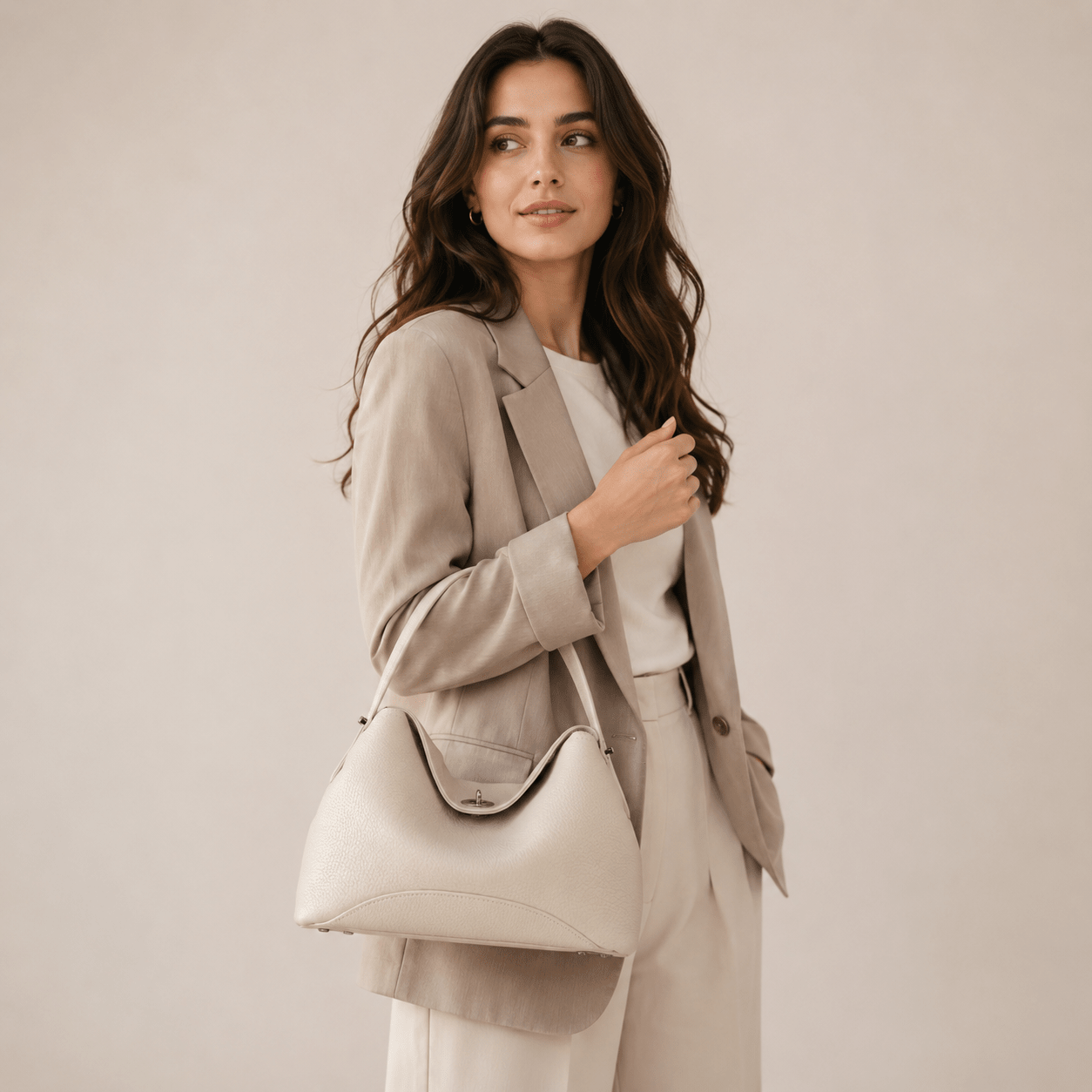 Arlette Genuine Leather Hobo Shoulder Bag – Minimalist Soft Tote