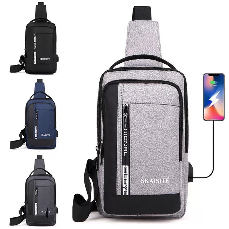 Elegante urbane Brusttasche mit USB-Ladeanschluss